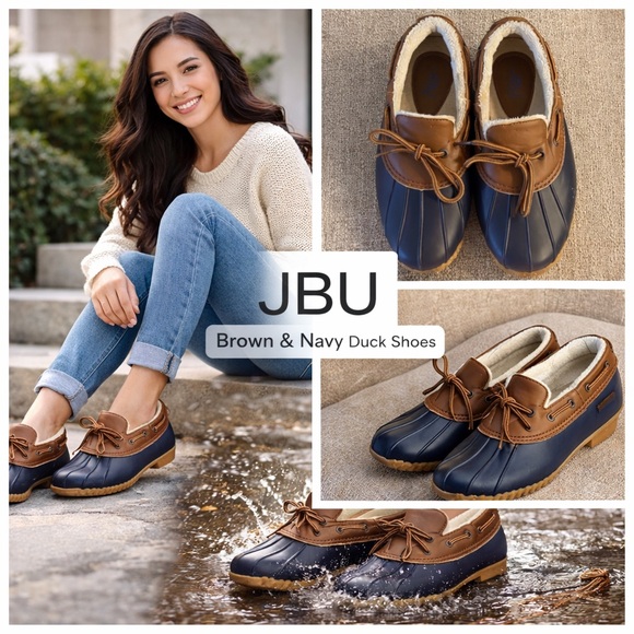 JBU Shoes - JBU Brown Navy Duck Shoes | Cozy Rain Winter Shoes | Size 7.5